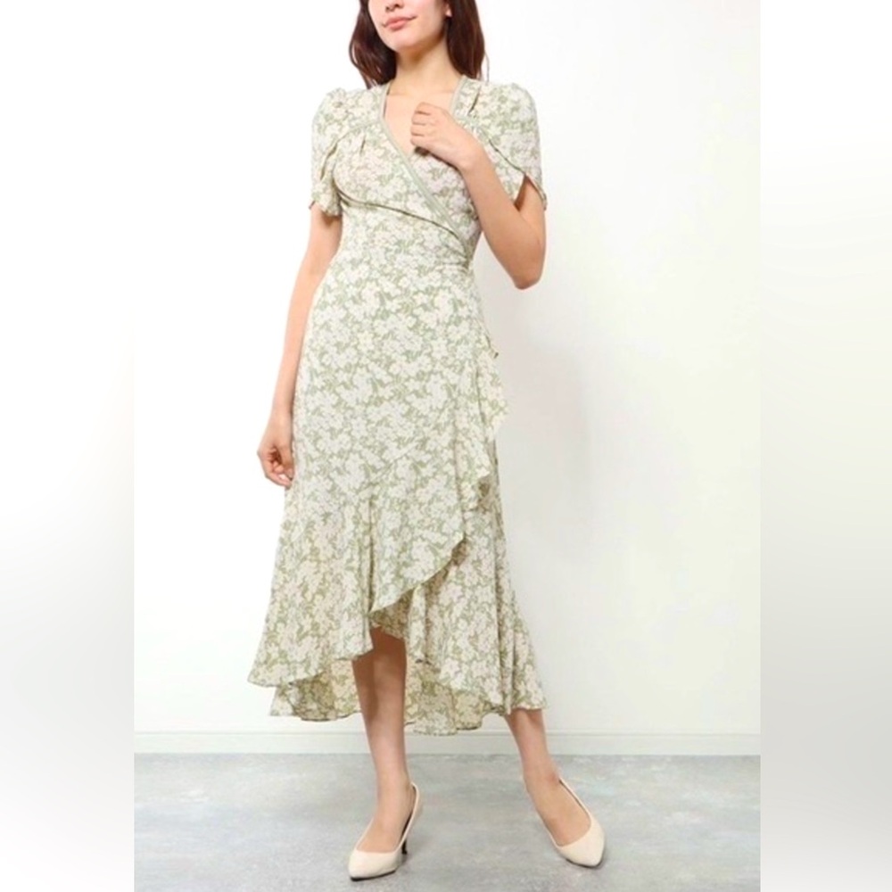Max Studio Flutter Hem Wrap Midi Dress
